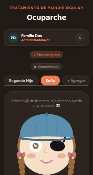 Pantalla principal de Ocuparche con el ojo izquierdo recién registrado